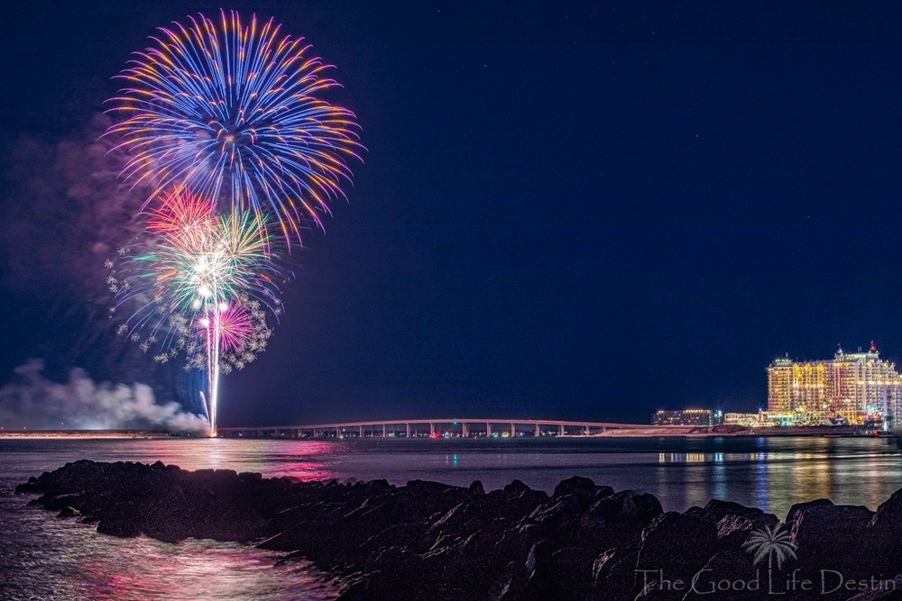 A Picturesque Panorama Of A Harbor With Vibrant Fireworks.